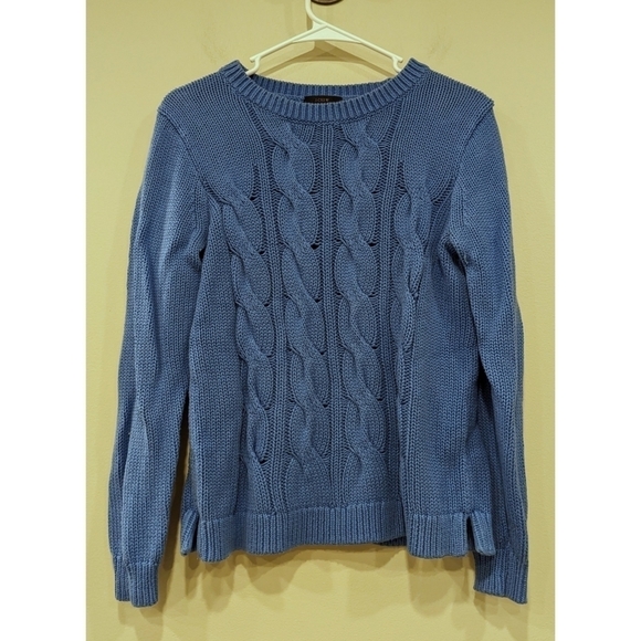 J. Crew Sweaters - J. Crew Cotton Cableknit Blue Sweater Size Small